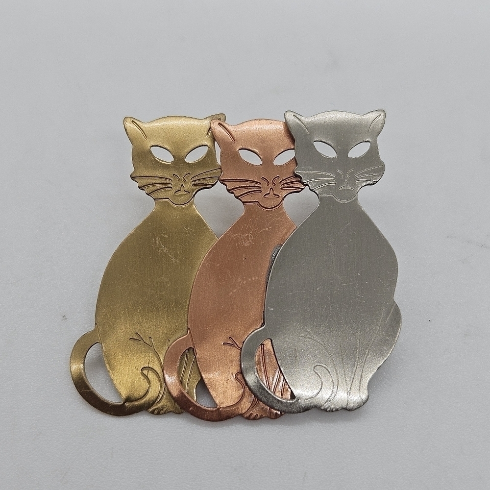 multimetal cats brooch pin